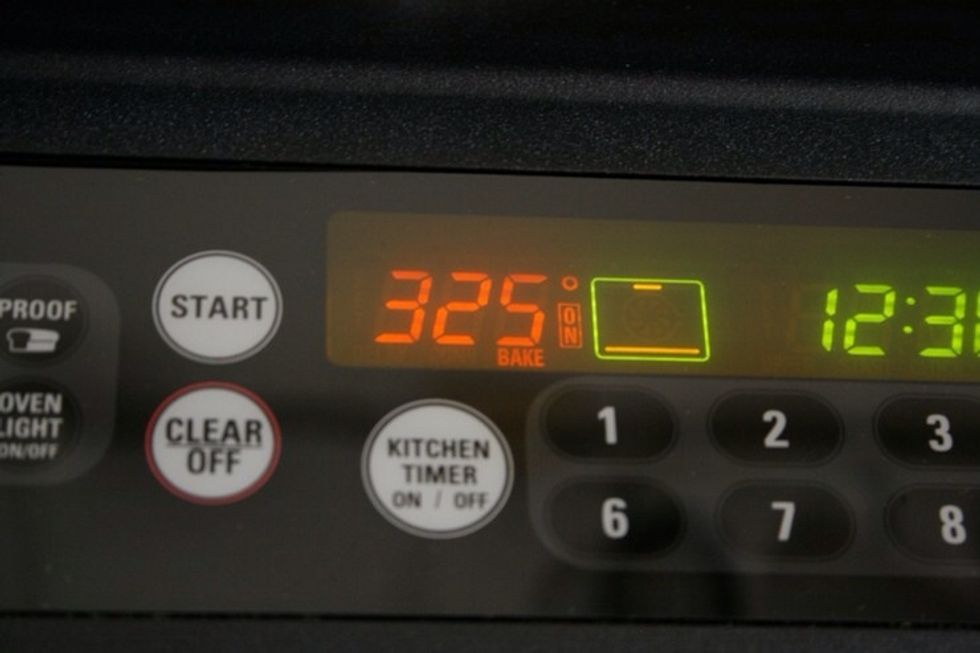 Preheat oven to 325 Fahrenheit.