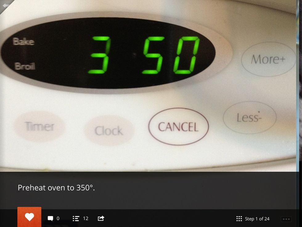 Preheat oven to 350 Cake tray in to the oven.bake 35 or 45 minutes