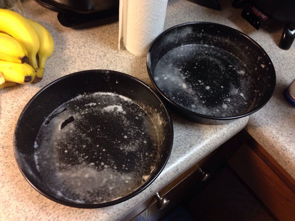 Preheat oven to 350 degrees and spray 2 (8 inch) round cake pans with cooking spray.