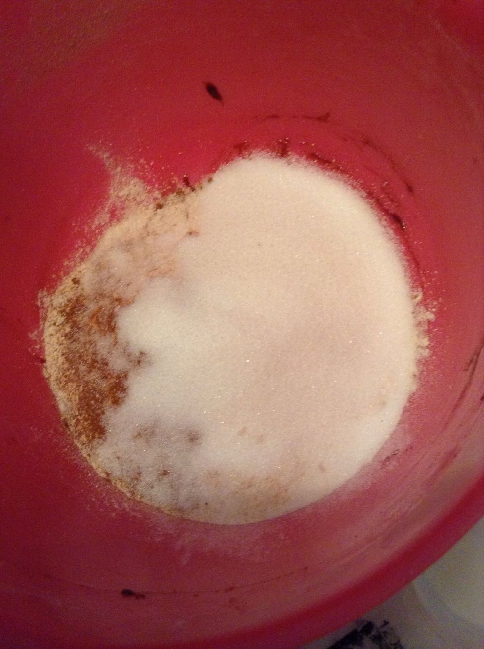 Preheat oven to 350 degrees. Combine all your dry ingredients in a small bowl