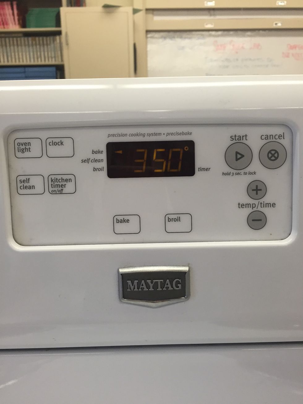 Preheat oven to 350 degrees Fahrenheit.