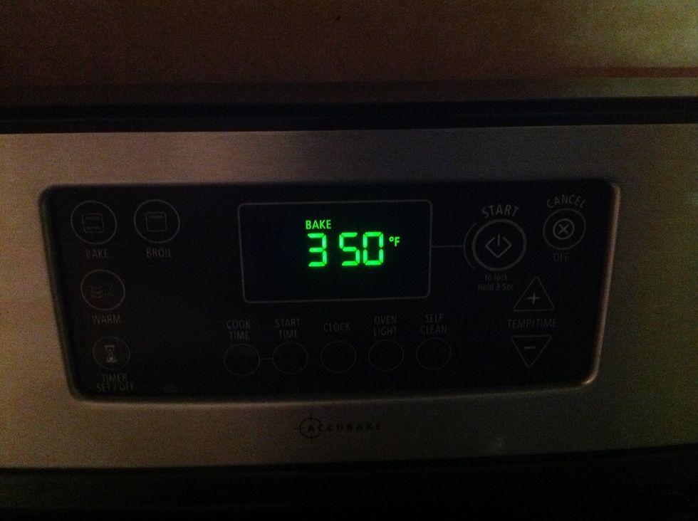 Preheat oven to 350 Degrees Fahrenheit