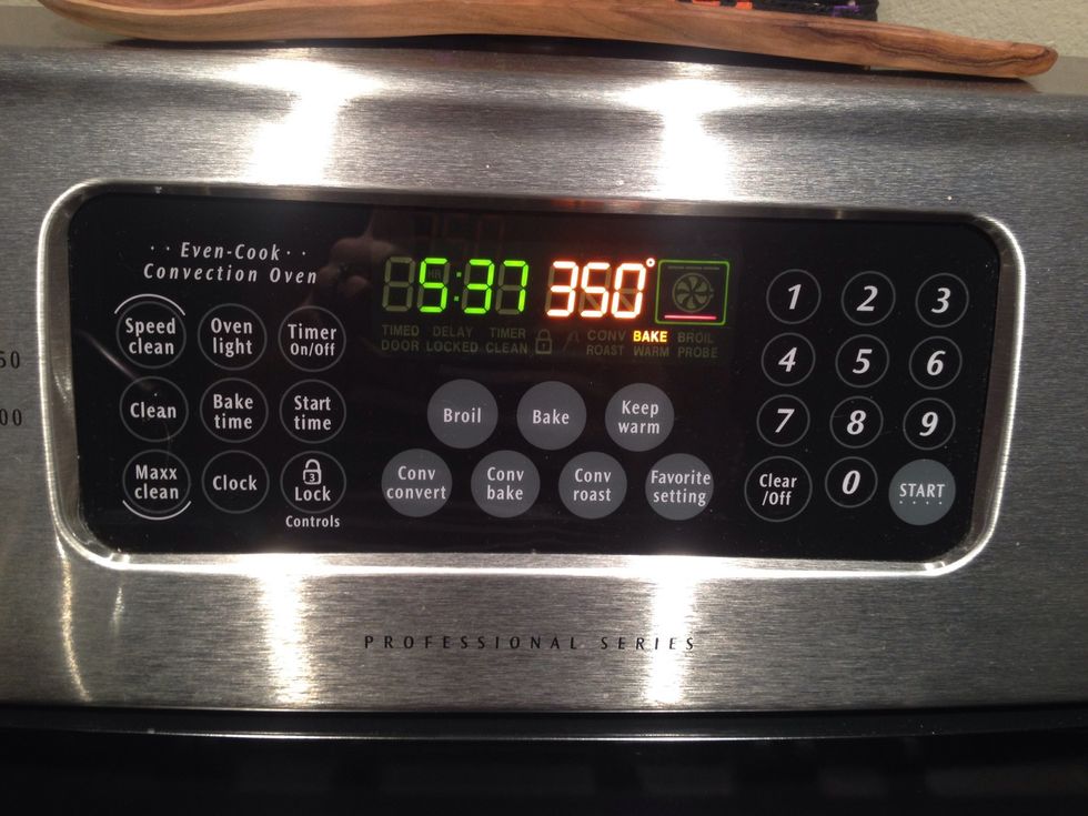 Preheat oven to 350 degrees Fahrenheit.