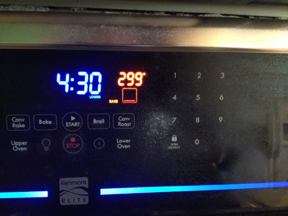 Preheat oven to 350 degrees. (Mine was already heating up.)