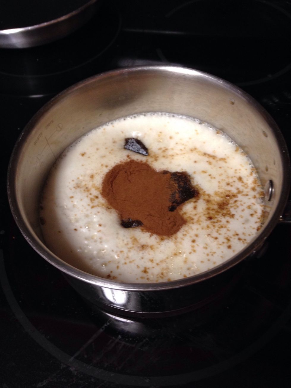 Preheat oven to 350 F. Get the cider (I used ale), 1/2 cup brown sugar, maple syrup, and cinnamon boiling in a small saucepan. You want to reduce it to less than 1/4 cup.