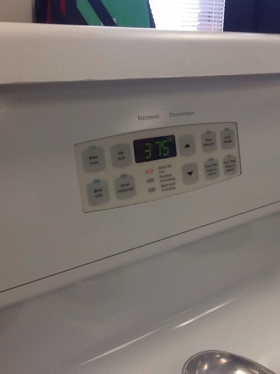 Preheat oven to 375 Fahrenheit