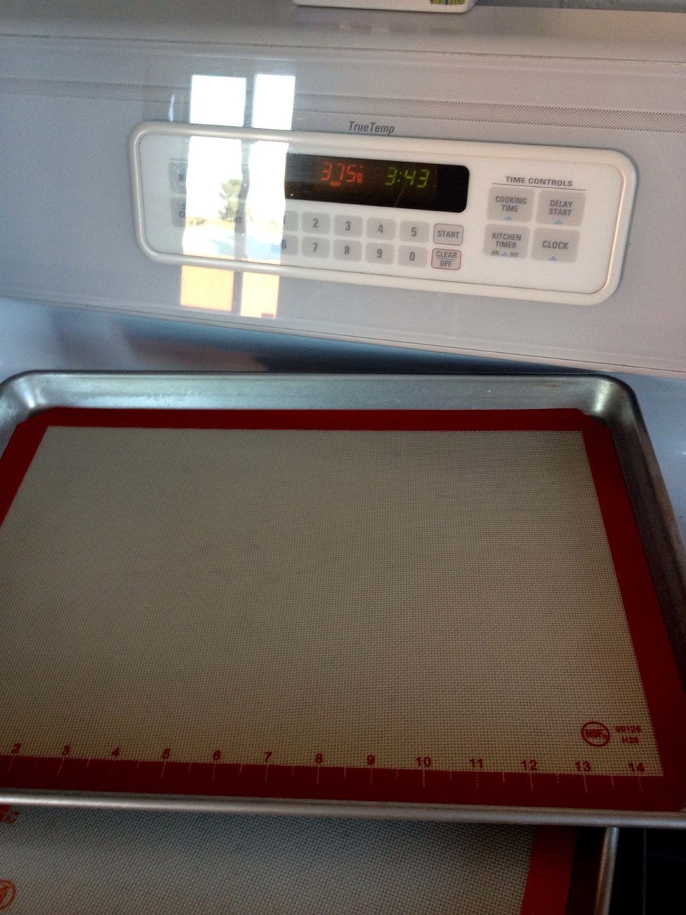 Preheat oven to 375\u00b0. Spray cookie sheet with nonstick cooking spray or line with nonstick baking liner.