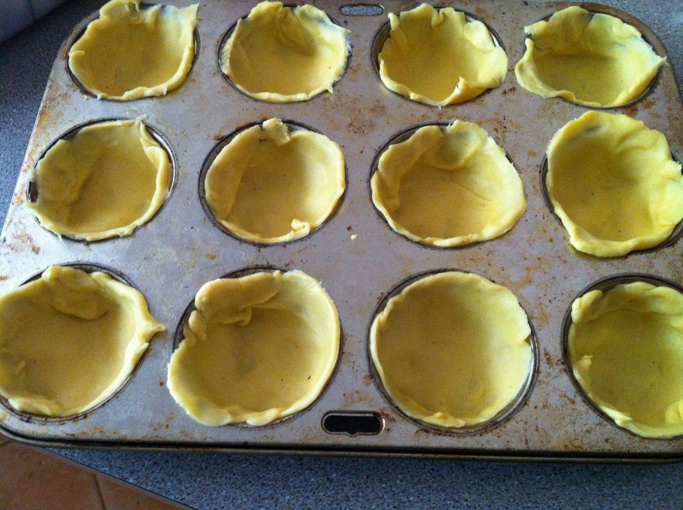 Preheat oven to 400 degrees F/200 degrees C and position a rack in the lower third of your oven. Roll out the dough and cut circles to fit your tins