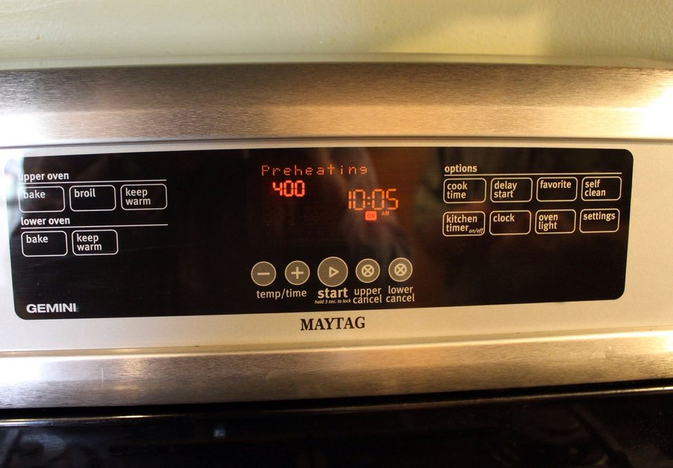 Preheat oven to 400 degrees Fahrenheit
