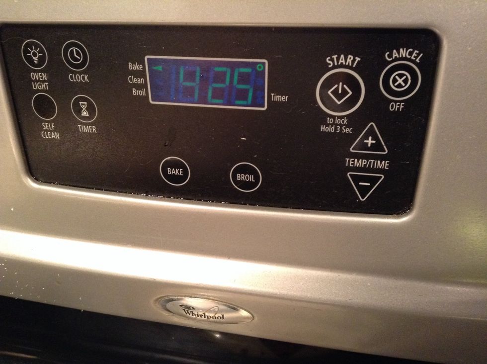 Preheat oven to 425 Fahrenheit.