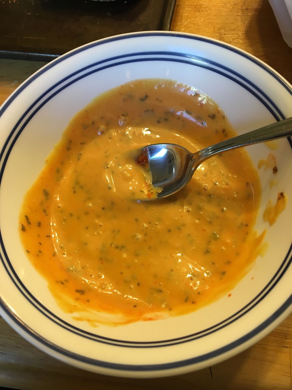 Preheat oven to 450* In a bowl mix Chick-fil-A sauce,basil leaves,with as much sriracha as desired. Set aside