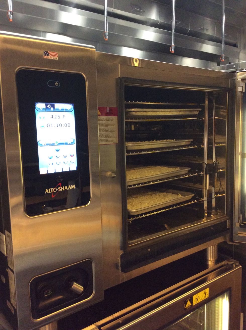 Preheat oven to 500F (260C). Cook convection mode 460F (238C) for 10 minutes. Cook combi mode 460F (238C) for 10 minutes, until golden and crisp.