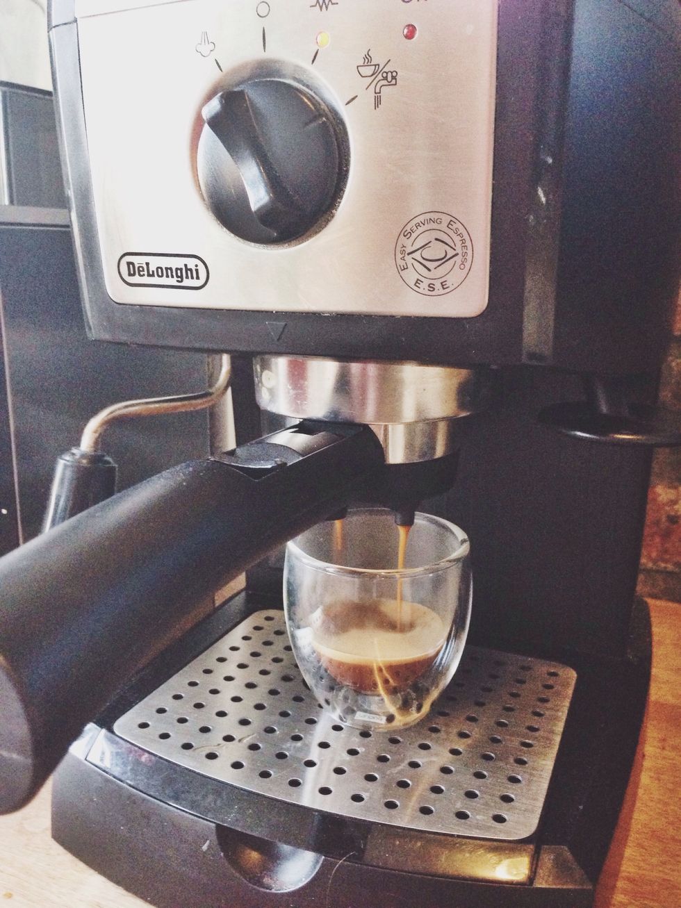 Preheat oven to the lowest temperature. Brew desired amount of espresso.