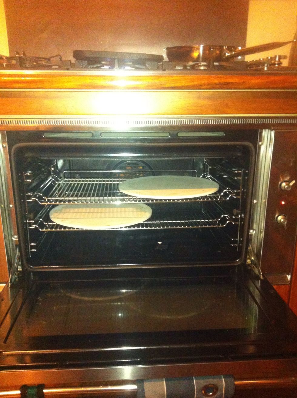 Preheat oven, with pizza stones in... If you use trays don't preheat them