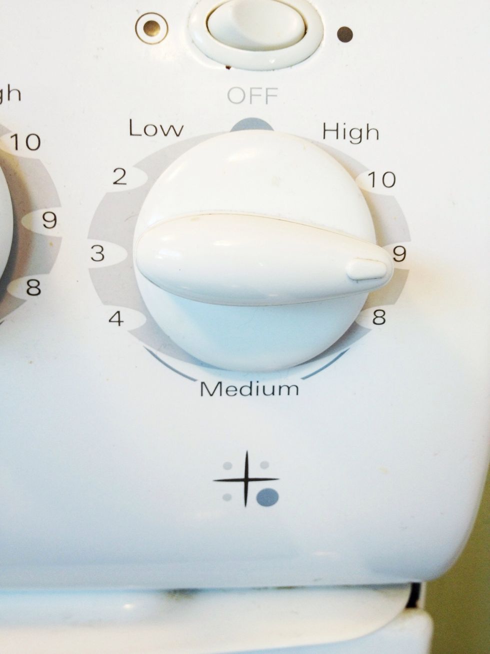 Preheat stove. On mine, I use a medium / high setting. You don't need it too hot; we don't want the egg too cook too quickly.