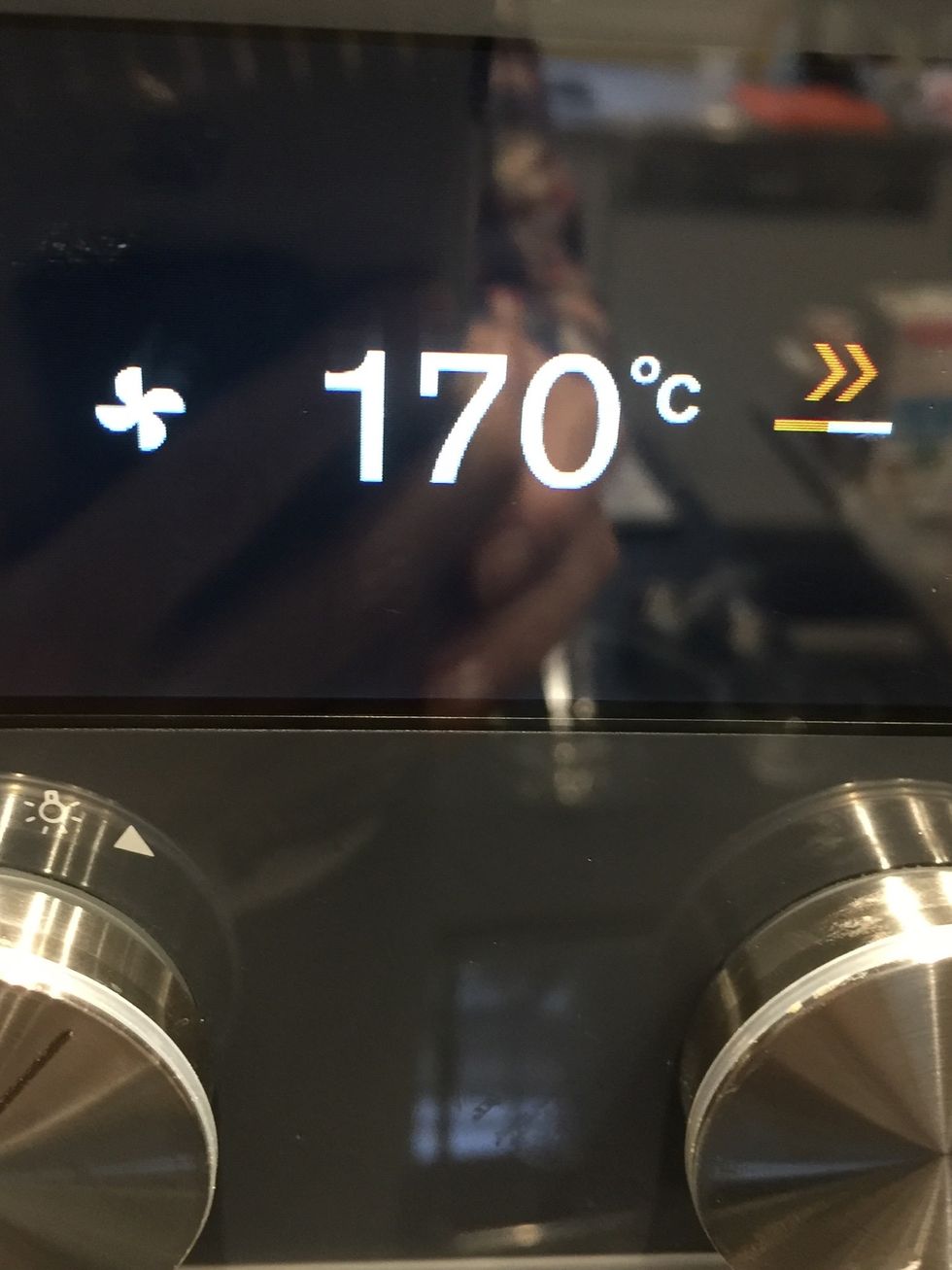 Preheat the oven 170C convention. Otherwise 180C