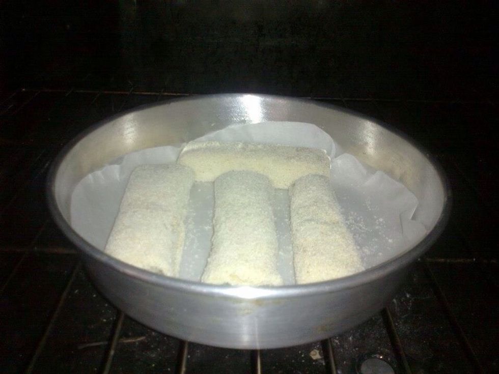 Preheat the oven and put the puff pastry on a cooking sheet then Keep it into the oven to simmer down a bit ,, after that simmer it from up