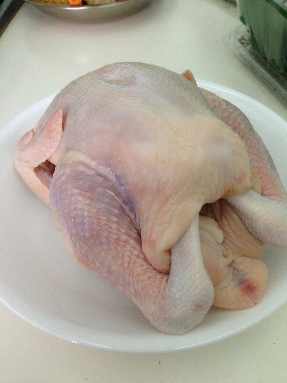 Preheat the oven to 240c. Wash the chicken thoroughly