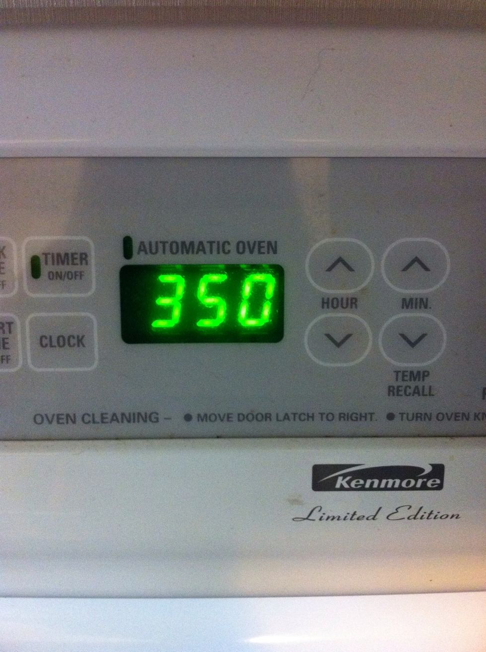 Preheat the oven to 350 degrees Fahrenheit.