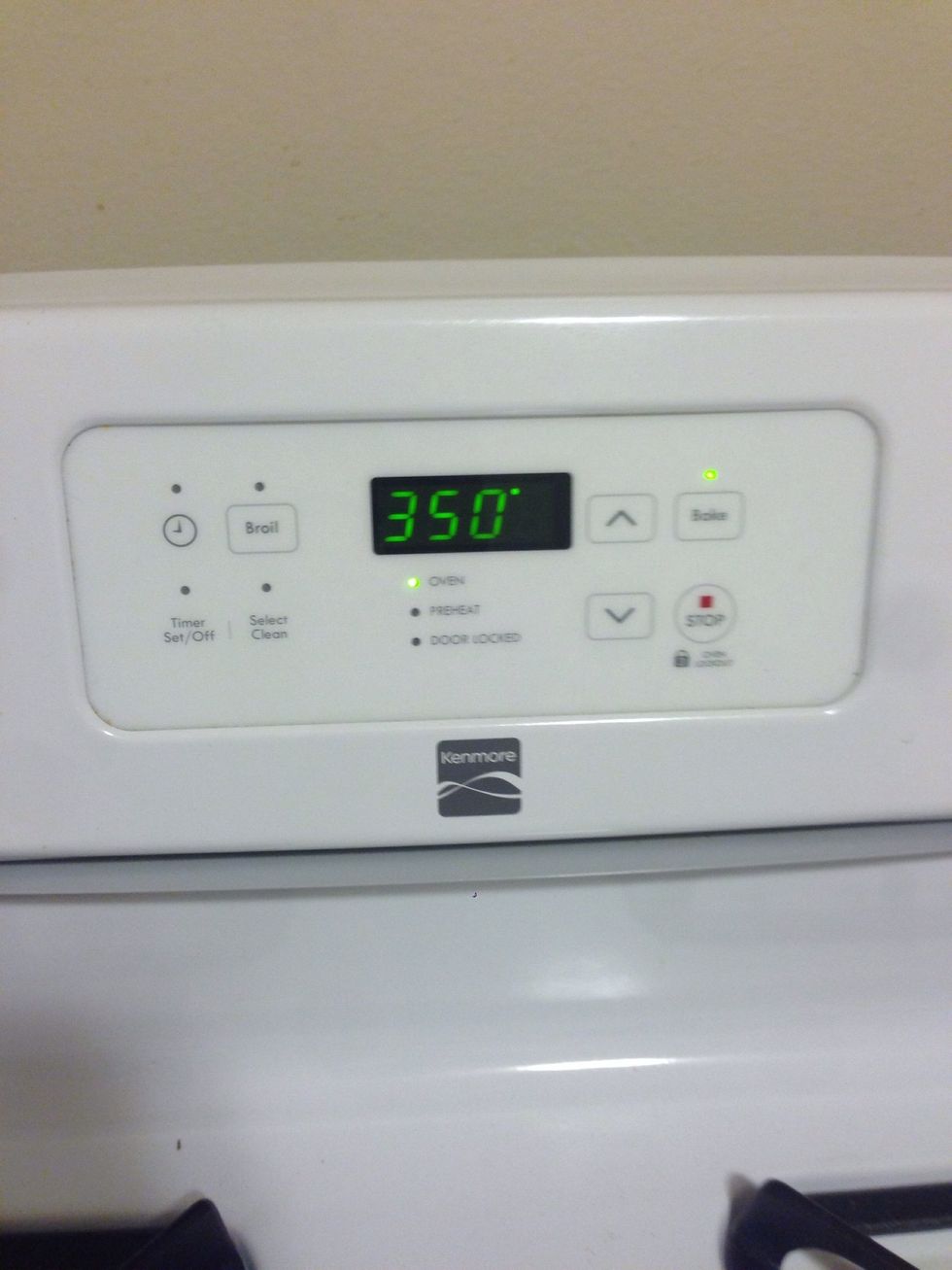 Preheat the oven to 350 degrees Fahrenheit.