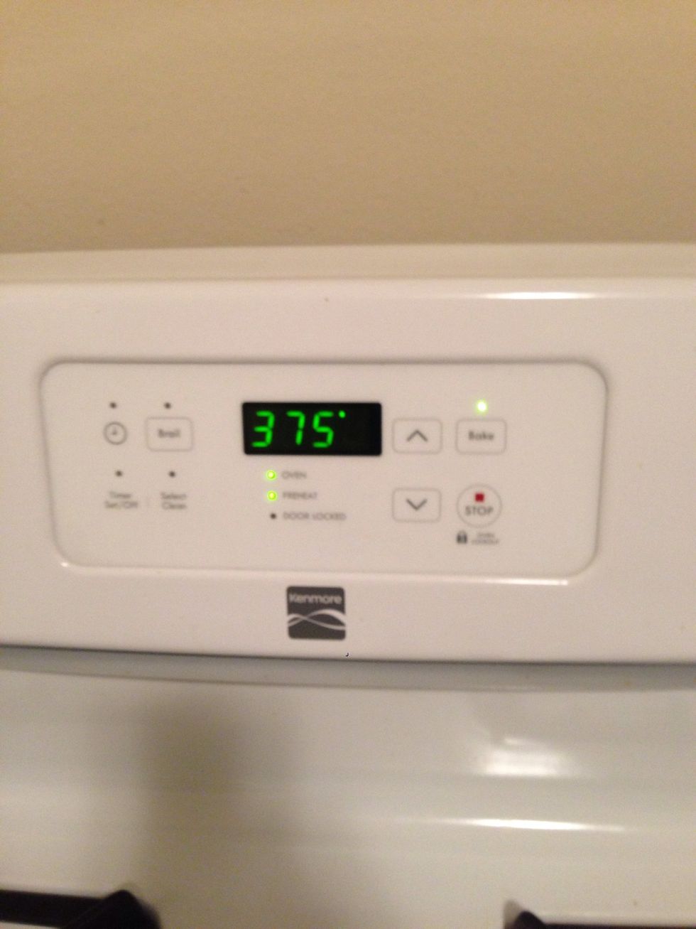 Preheat the oven to 375 degrees Fahrenheit.