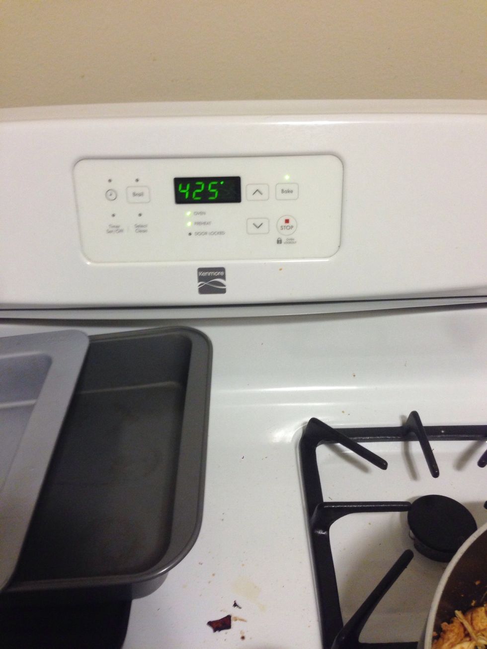 Preheat the oven to 425 degrees Fahrenheit.
