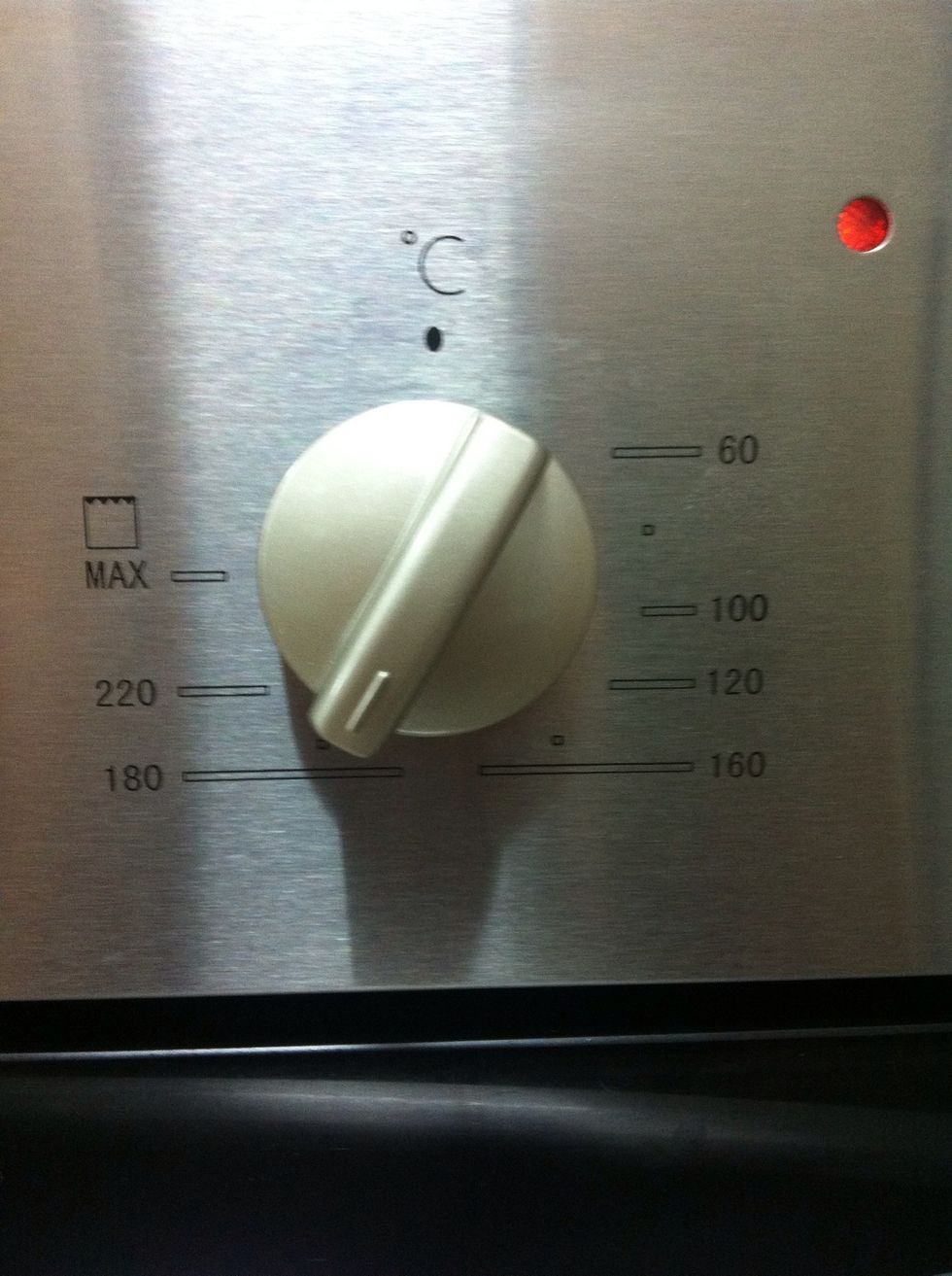 Preheat to roughly 200 Celsius