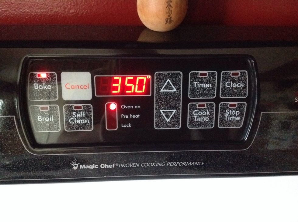 Preheat your oven to 350. This is the best time to start mixing materials to save on time.