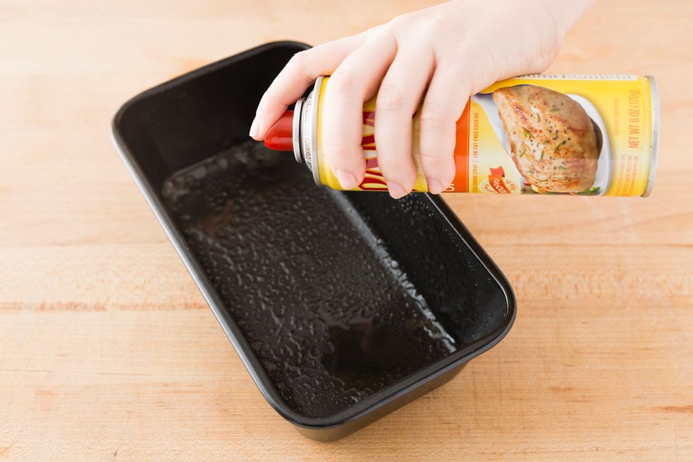 Preheat your oven to 350F. Grease and flour a 9x5-inch loaf pan (or use floured cooking spray).