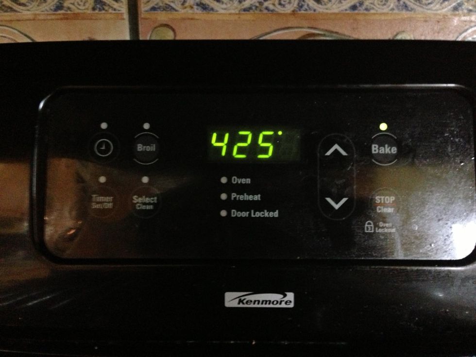 Preheat your oven to 425 and place the rack in the middle of the oven.