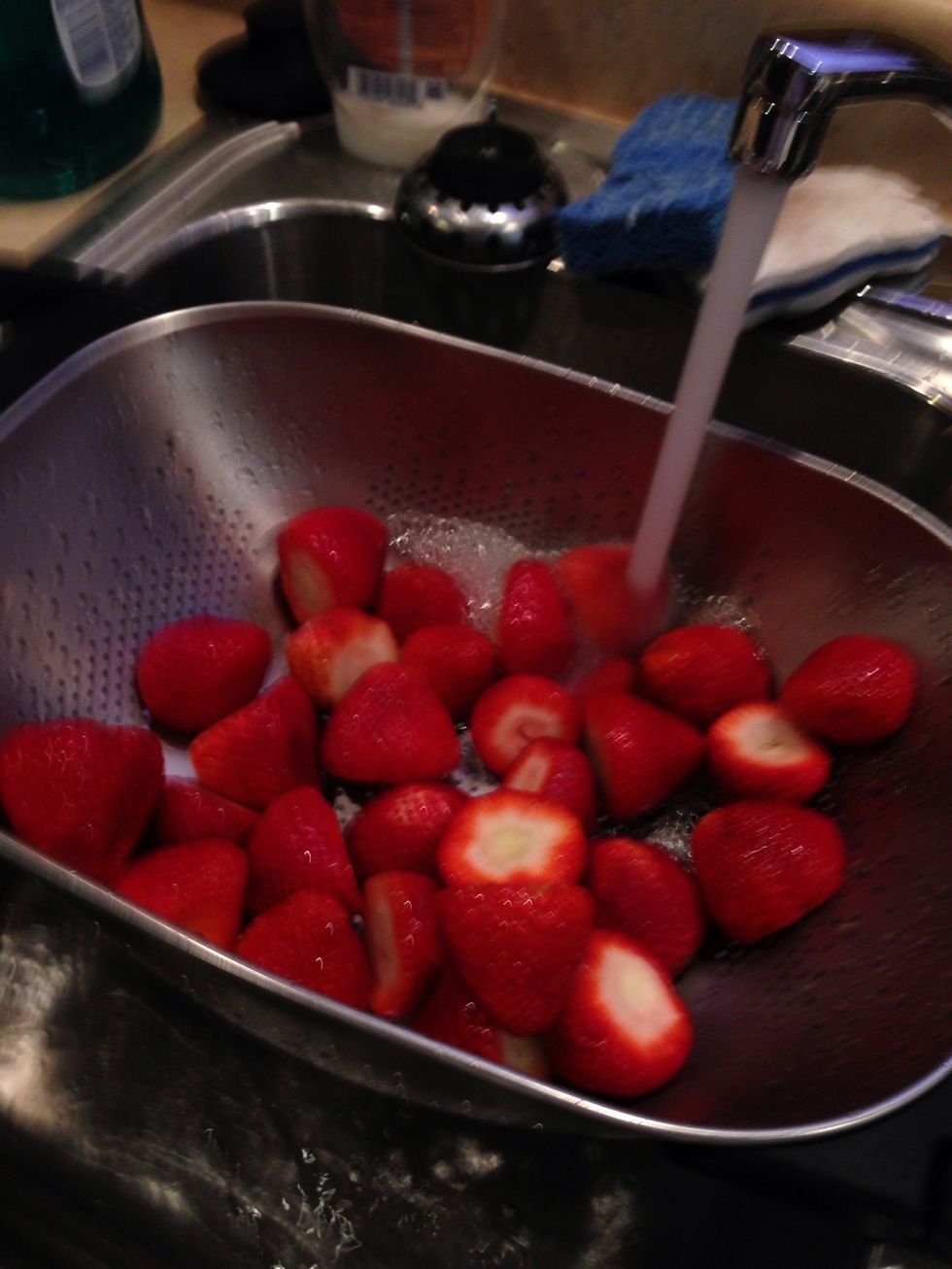 Prep and rinse strawberries