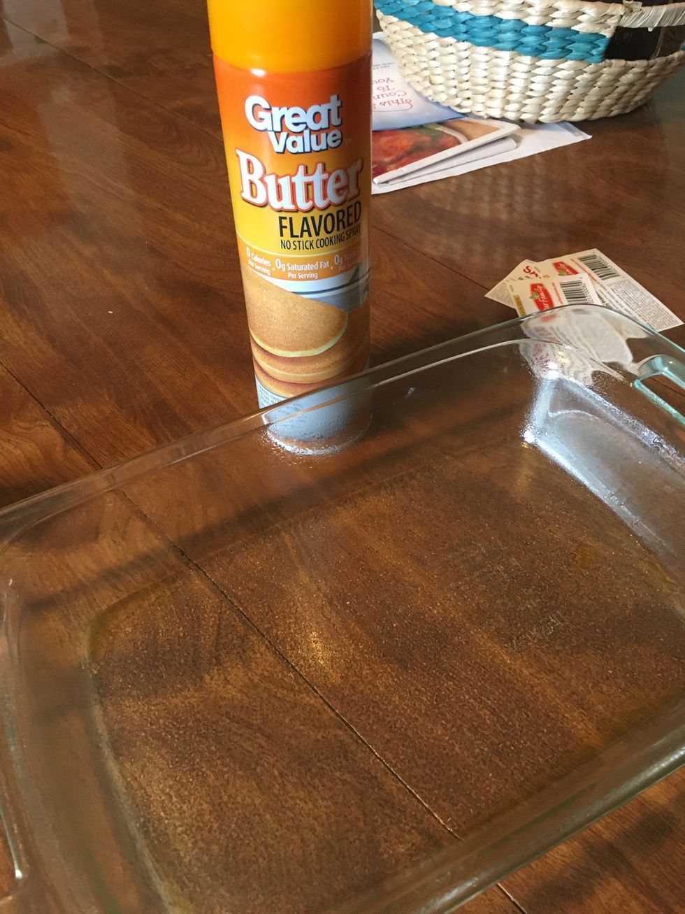 Prep backing pan with non stick spray. You don't want the cheese to stick.