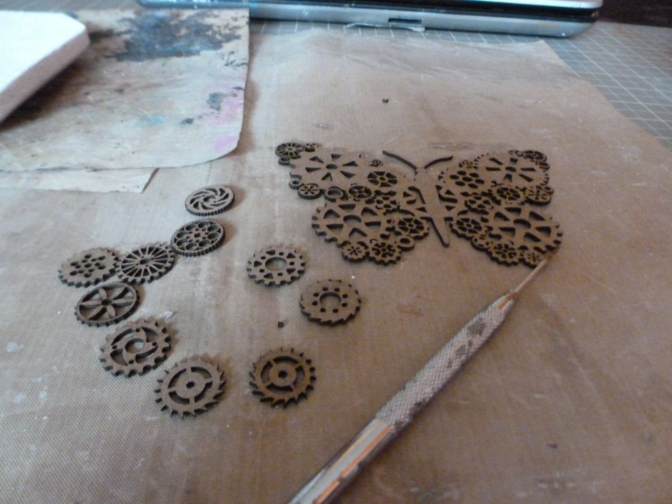 Prep chipboard pieces by poking out any loose pieces not out of design. Aren't these fabulous (CreativeEmbellishments.com)