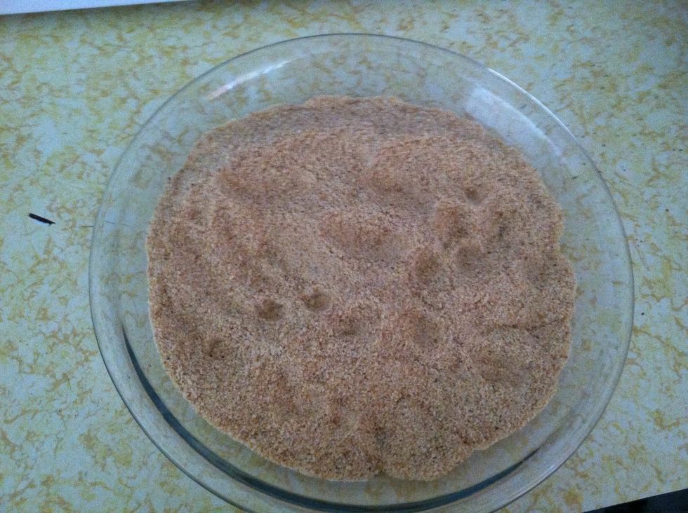 Prep your bread crumbs. Add the salt, pepper, and garlic powder. You can also add any seasoning you like. Mix well.