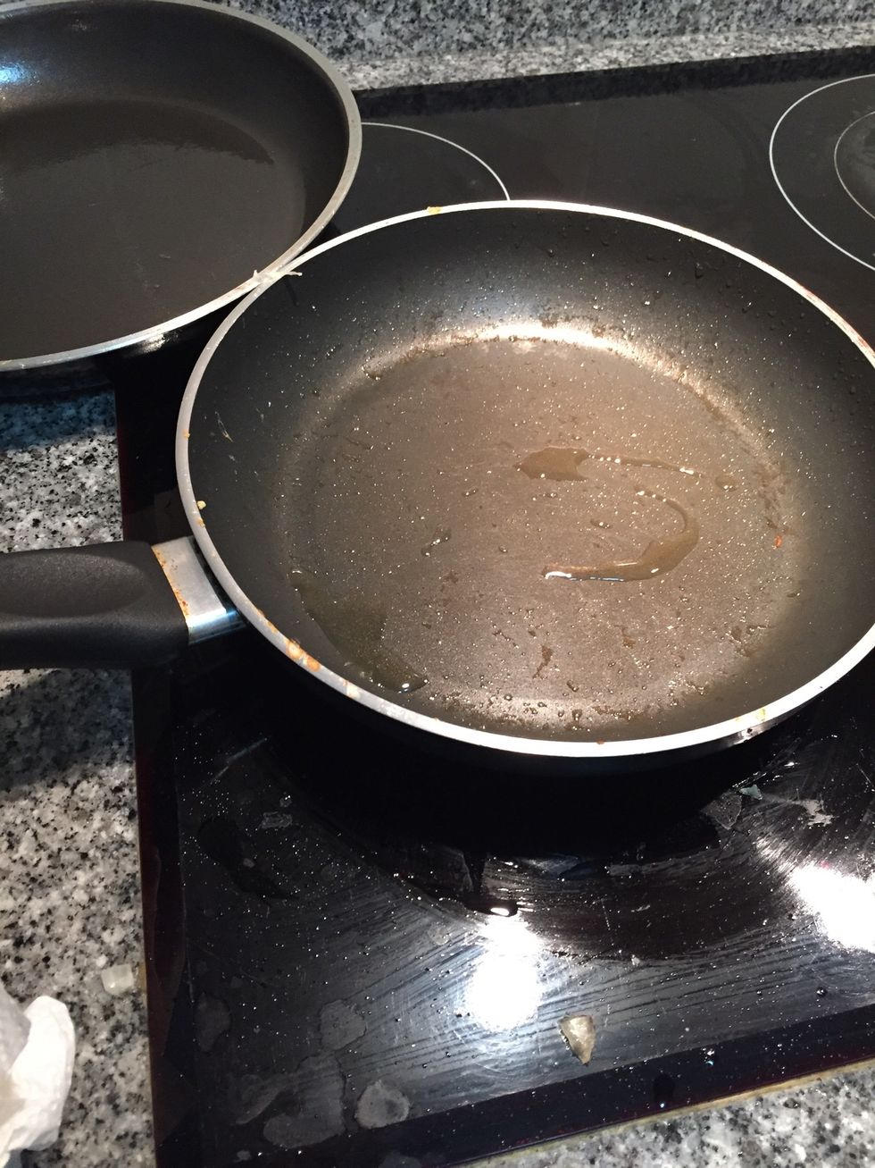 Prepare a non-stick pan with a bit of olive oil and heat it