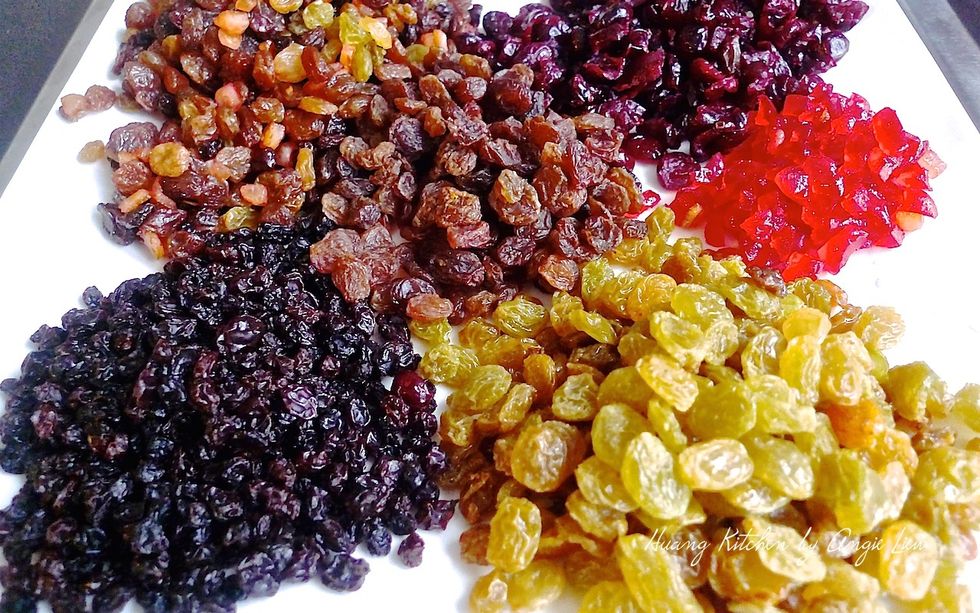 Prepare all dried fruits needed for making mincemeat.