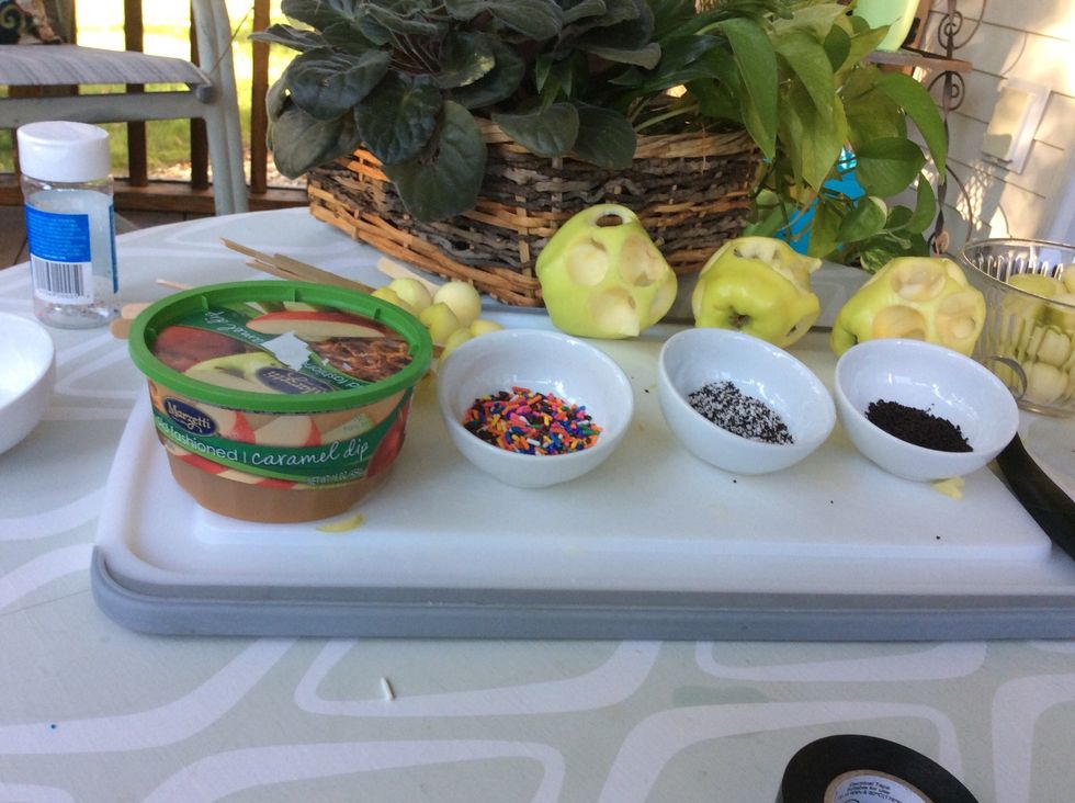 Prepare Caramel and toppings of your choice