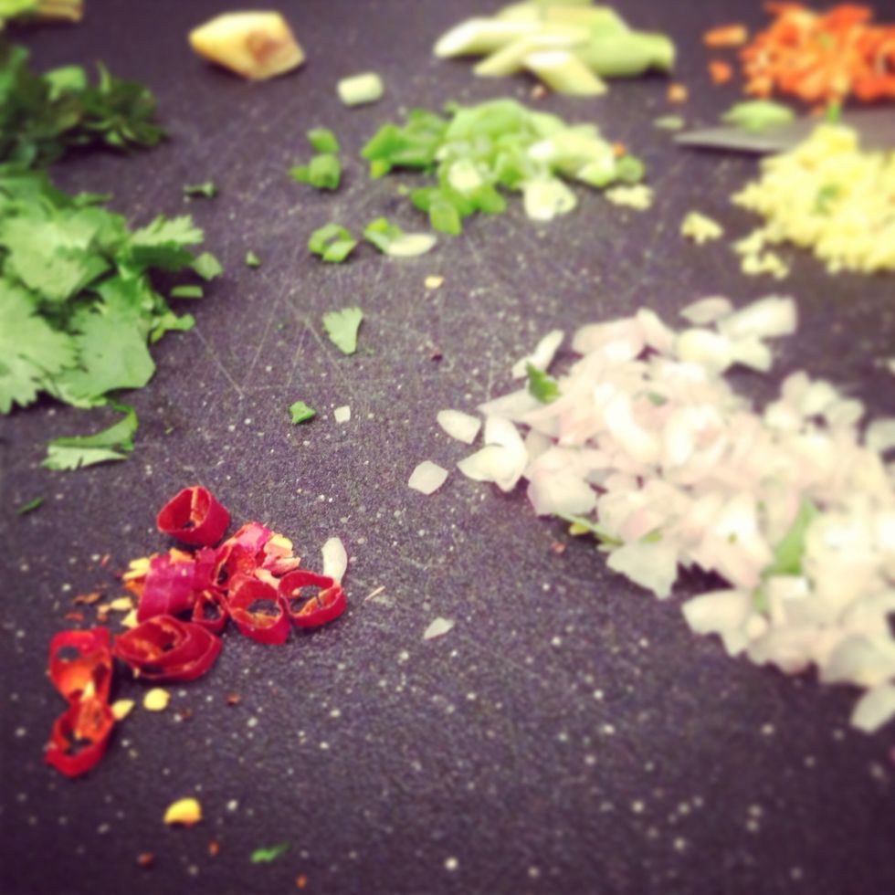 Prepare chopped vegetables