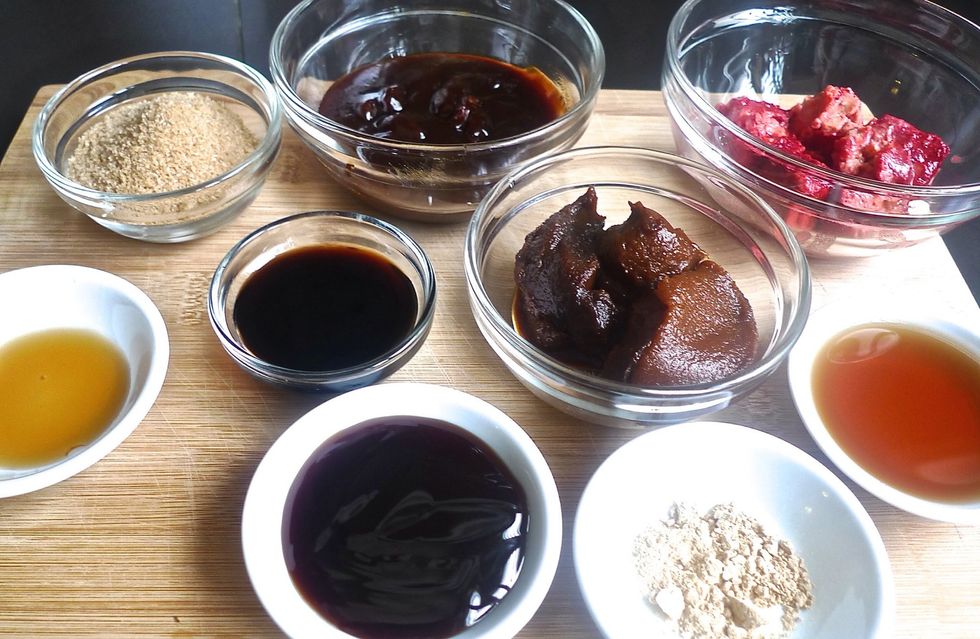 Prepare ingredients to marinade the pork.