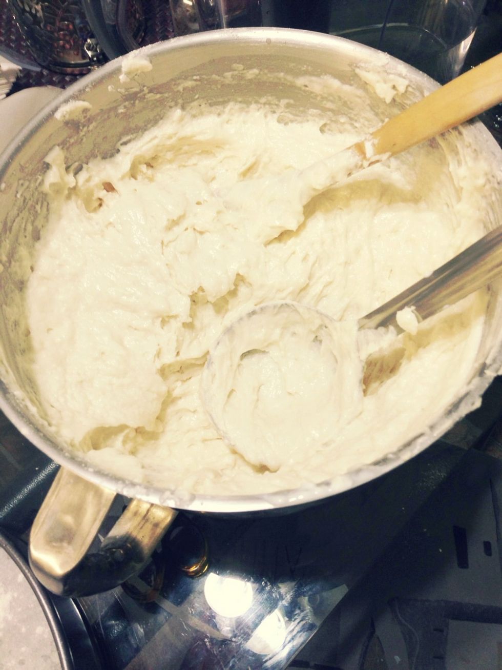 Prepare the cake batter as directed. We are going to start with the plain, white layer first.