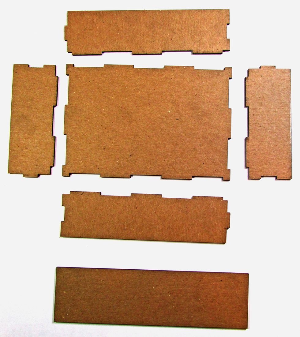 Prepare the pieces of the drawer from the GSL Hidden Drawer Book Box.