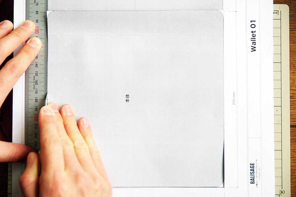 Prepare the template that is larger than the actual size of the card. Cut out the leather with a leather cutter.Be careful not to cut your fingers!