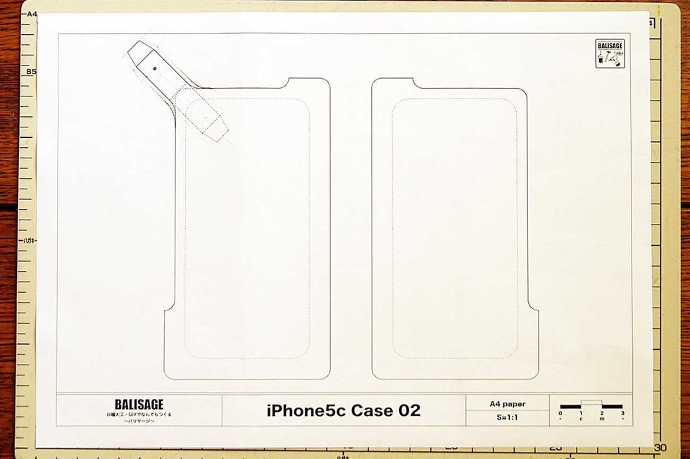 Prepare the template that is larger than the actual size of the iPhone.