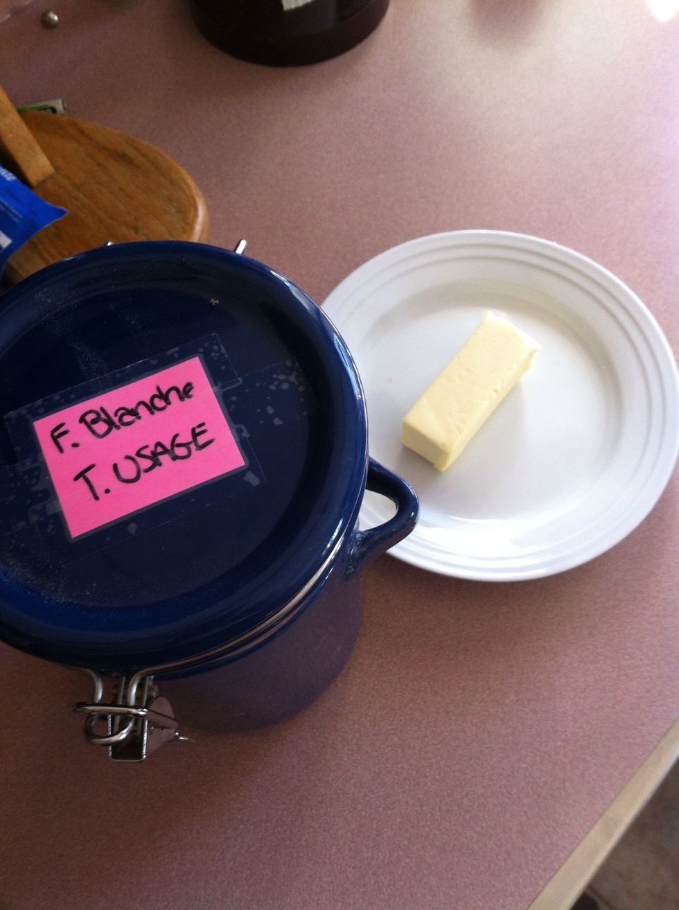 Prepare the unsalted butter and all purpose flour.