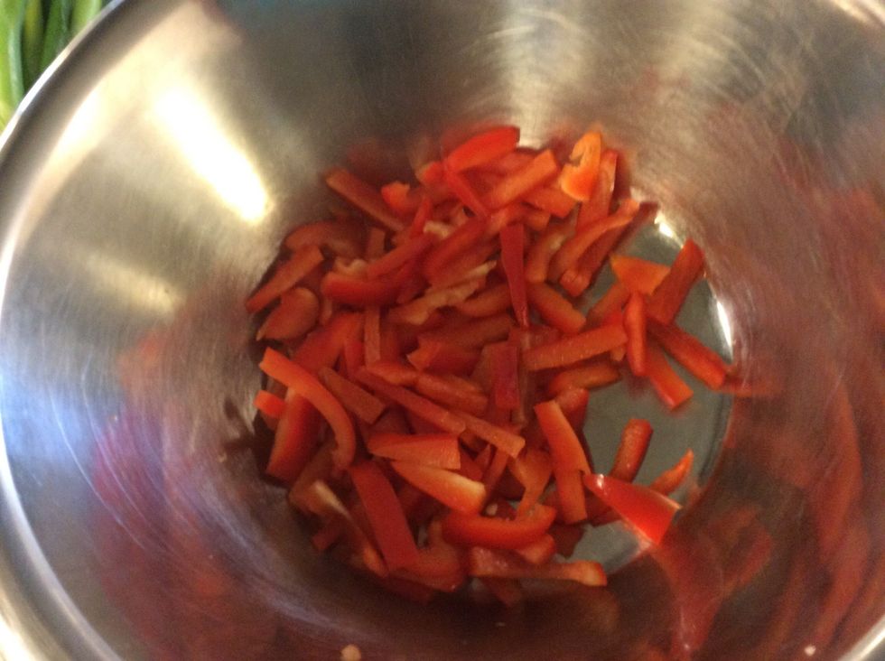 Prepare the veg, finely sliced.