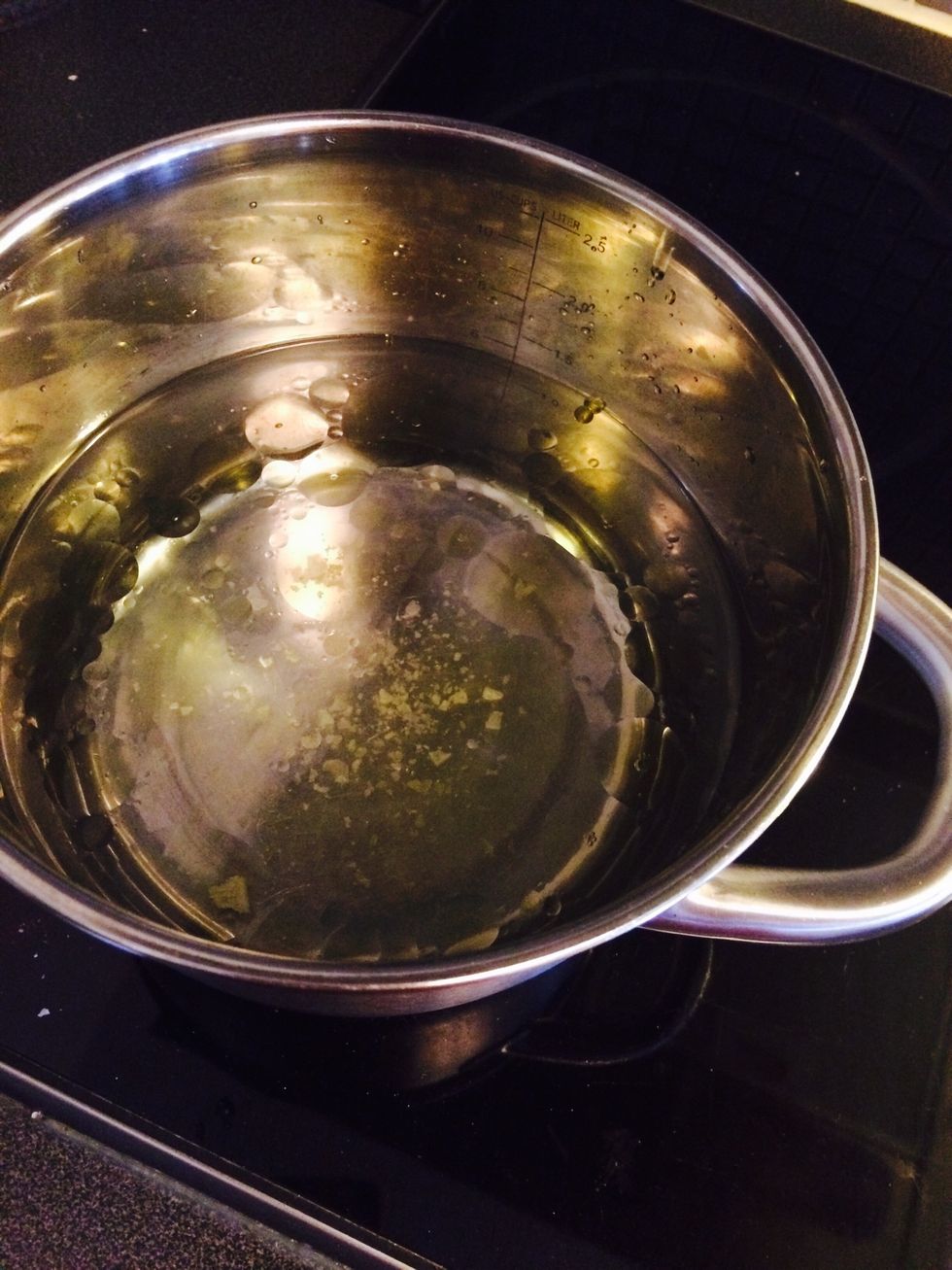 Prepare the water for the spaghetti. (1 tbs olive oil, pinch of salt)