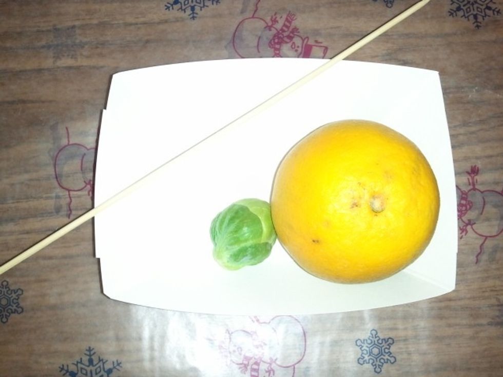 PREPARE THE WORK AREA - Before getting started, give students the supplies they need to build the mummy: citrus, head piece, skewer, tray and wax paper.