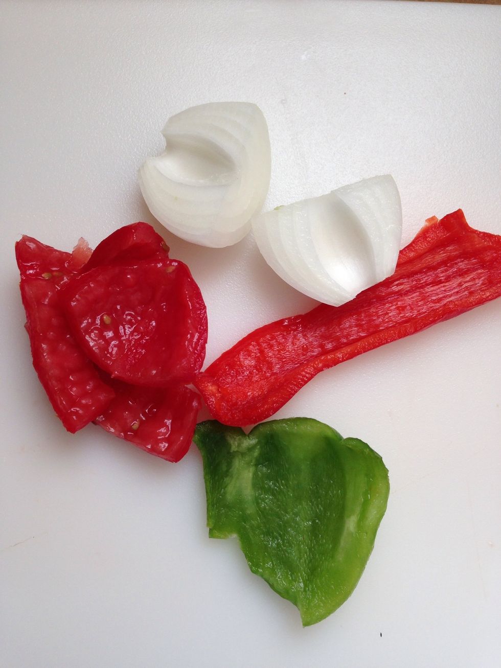 Prepare Veggies by seeding and de coring