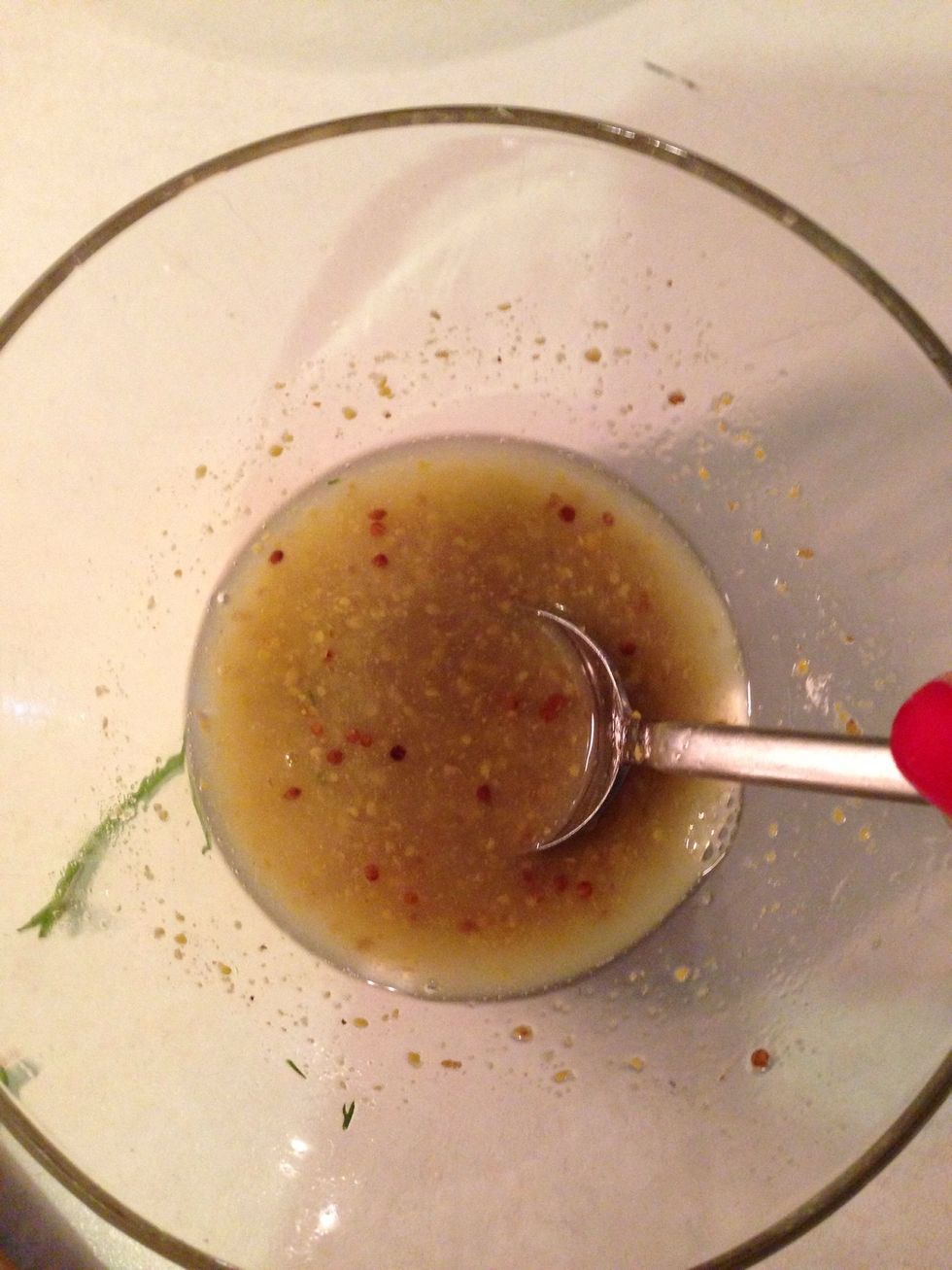 Prepare you dressing with lemon mustard and honey