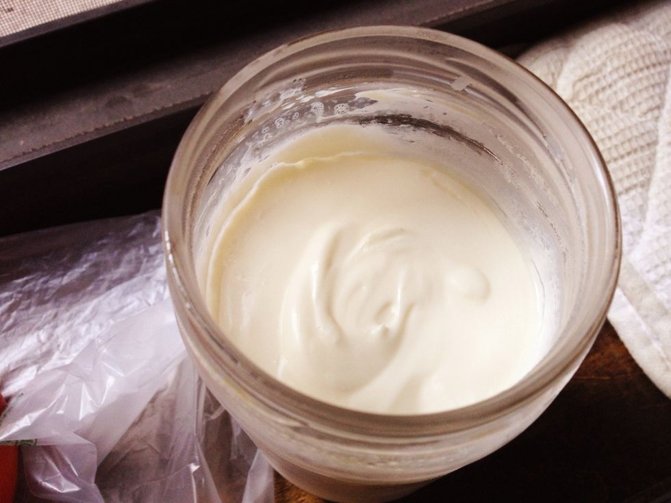 Prepare your cr\u00e8me fra\u00eeche (use heavy cream as substitute). Take it out of the refrigerator before you start cooking. You want it to be at room temperature by the time it's needed.